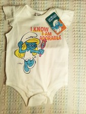 PatPat SMURFS PEYO Baby Romper Smurfette Bodysuit Size 6-9 Mos Cotton Snap Leg