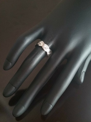 Anillo de banda trenzada de plata esterlina Erick's talla 7,5 Taxco.925 - Imagen 7 de 8