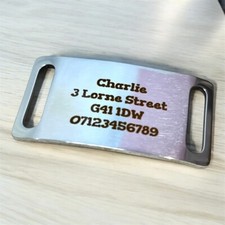 Personalised Dog Cat Tag Engraved Name ID Slide On Collar Steel Tags For Pets