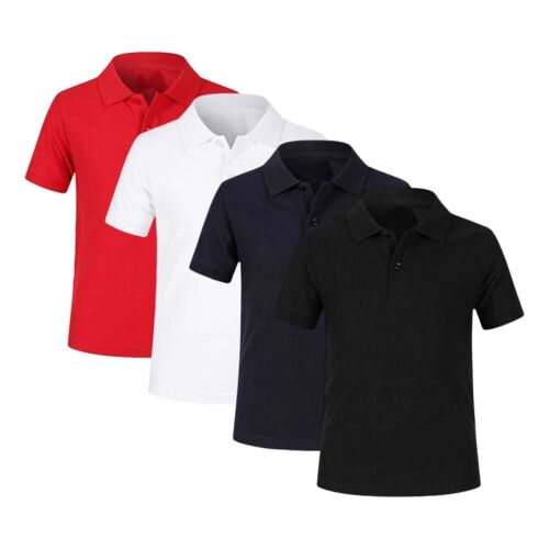 Little Kids Boys Lapel Button Up Shirts Short Sleeve Solid Tops For 4 To 8 Years - Picture 1 of 22