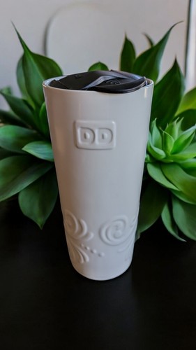 Dunkin' Donuts 16oz Tall Ceramic Relief Tumbler, Off-white