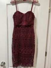 Michelle Keegan Wine Red Burgundy Lace Strapless Or Spaghetti Straps US4 NWOT