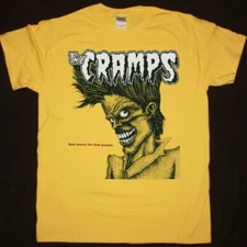THE CRAMPS BAD MUSIC FOR BAD PEOPLE Cotton Yellow Full Size T Shirt TU243