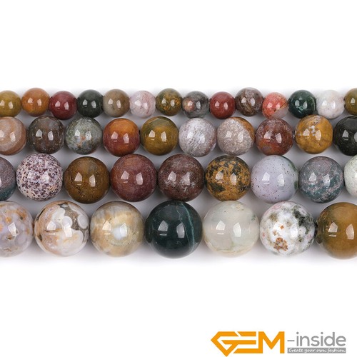 Natural Multicolor Ocean Agate Round Loose Beads Big Hole 2mm Jewelry Making 15" - Picture 3 of 36