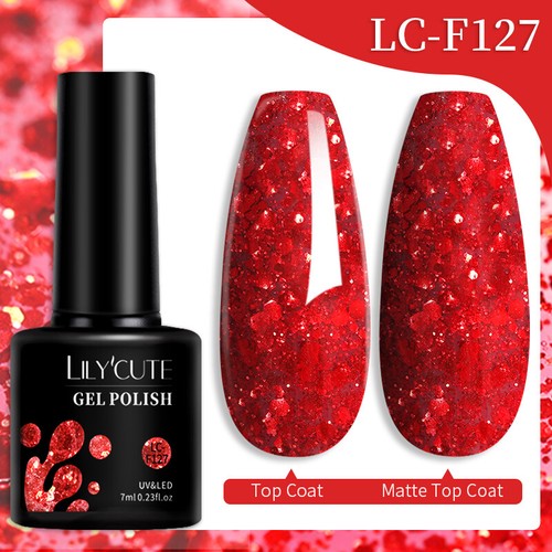 LILYCUTE 7ml UV Gel Nail Polish Pink Blue Purple Glitter Soak Off Gel Varnish - Picture 143 of 230