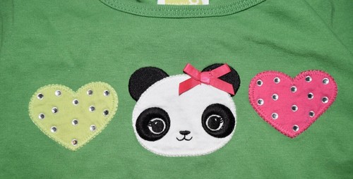 EUC CRAZY 8 BLACK HEART PRINT LEGGINGS GREEN PANDA SHIRT SET SIZE L 10-12 - Picture 3 of 3