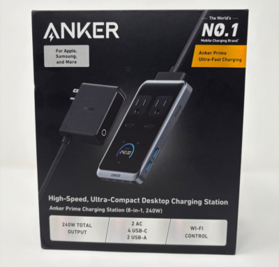 ANKER Prime Charging Station 240W 8-in-1 USB C Power Strip 2AC Outlet 5ft - NEW