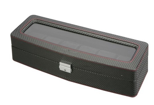 Diplomat Carbon Fiber Six Watch Storage Display Organizer Chest Box Case - Picture 2 of 2