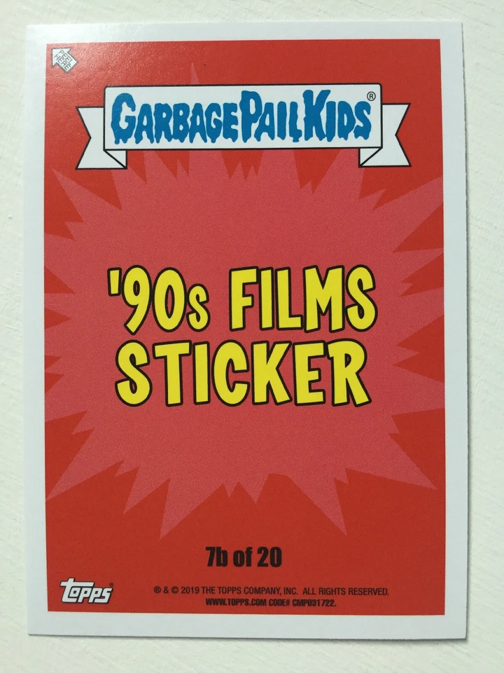 Garbage Pail Kids We Hate The ‘90s Film Sticker 7b Jeff Go Boom Jurassic Park - Image 2 of 2