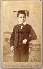 CDV STUDENT IN ACADEMIC CAP MORTAR BOARD BY SMITH LONDON CHEAPSIDE WATCH CHAIN