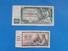 1 x 10+100 Korun Tschechoslowakei / Geldschein Banknote von 1960/61