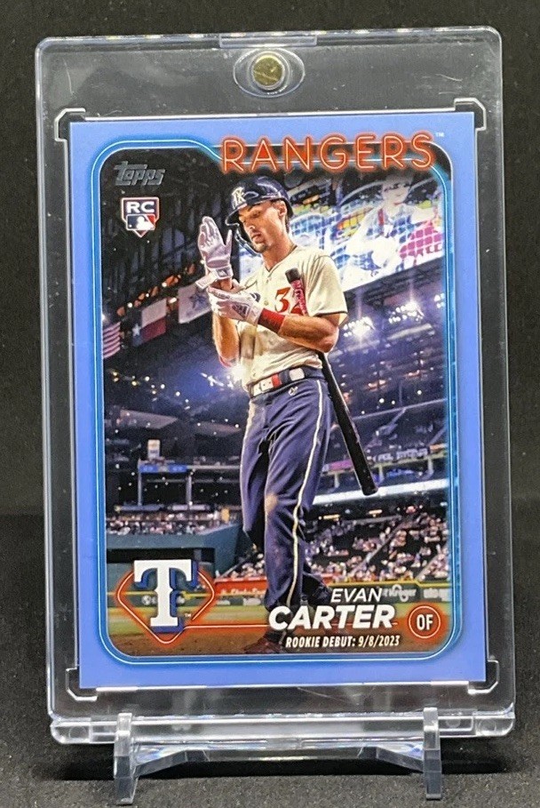 2024 Topps Update Evan Carter Rookie Debut Fathers Day Powder Blue /50