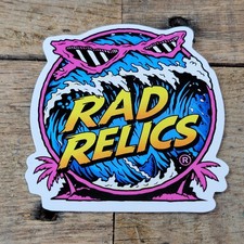 Rad Relics Logo Sticker 3”x3” Retro Wave Surf Style Vinyl Decal New