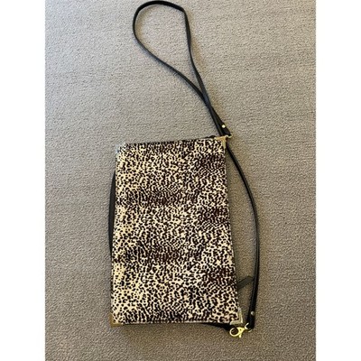 Zara Woman Black Crossbody Bag Gold Hardware Strap Animal Print