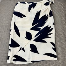 Vintage Taiwan Liz Claiborne Navy and White Wrap Midi Skirt 10