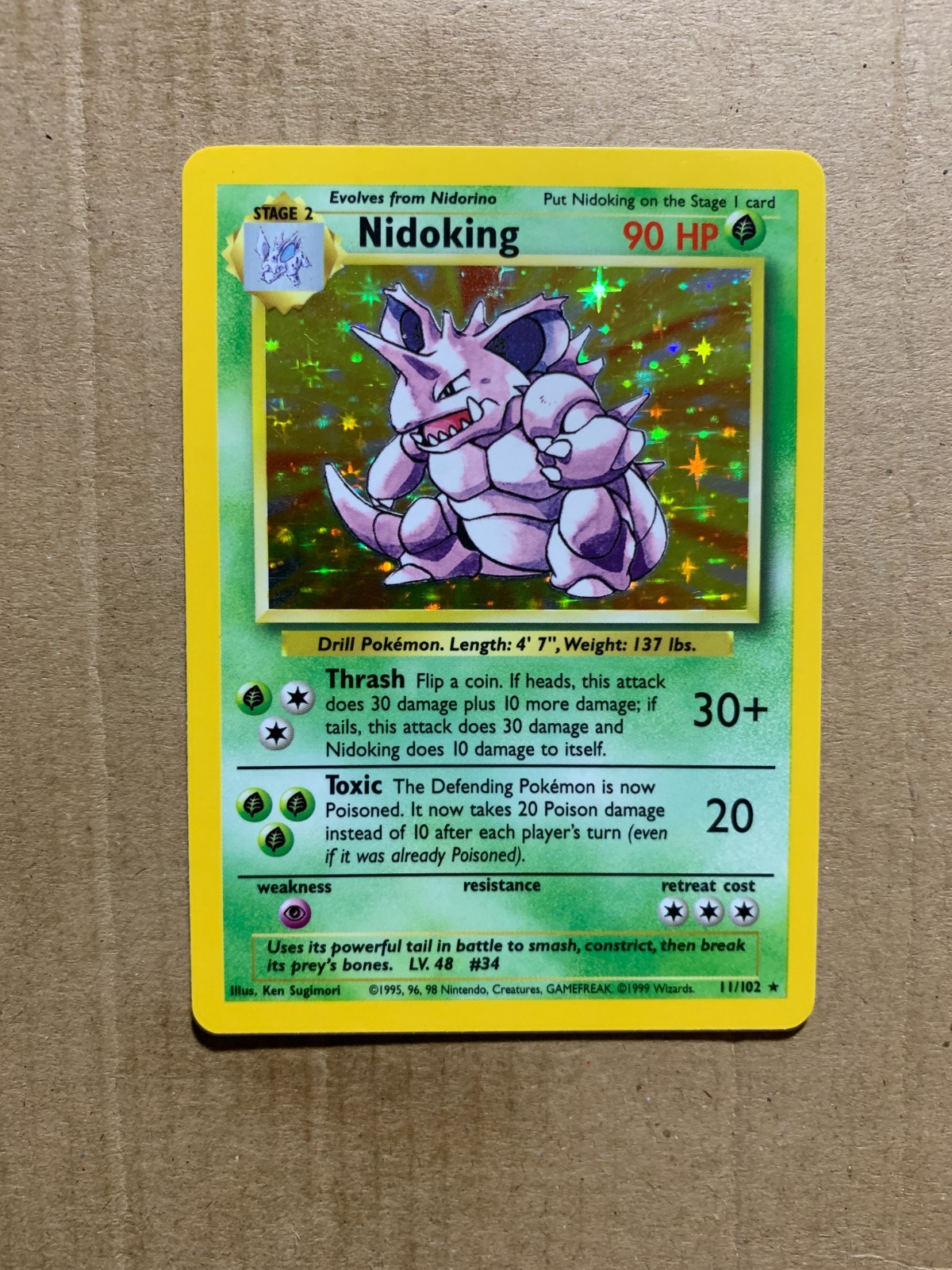 Nidoking 11/102 Base Set - Holo Pokemon Card - EX/NM