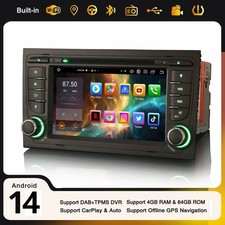 Android 14 Car Stereo For Audi A4 S4 SEAT EXEO 4+64GB DAB+ CarPlay DVD Navi Wifi