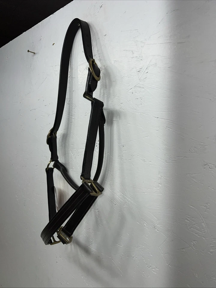 New Tough 1 Genuine Leather Brown Track Horse Halter #44-2046 W-49 - Image 3 of 4