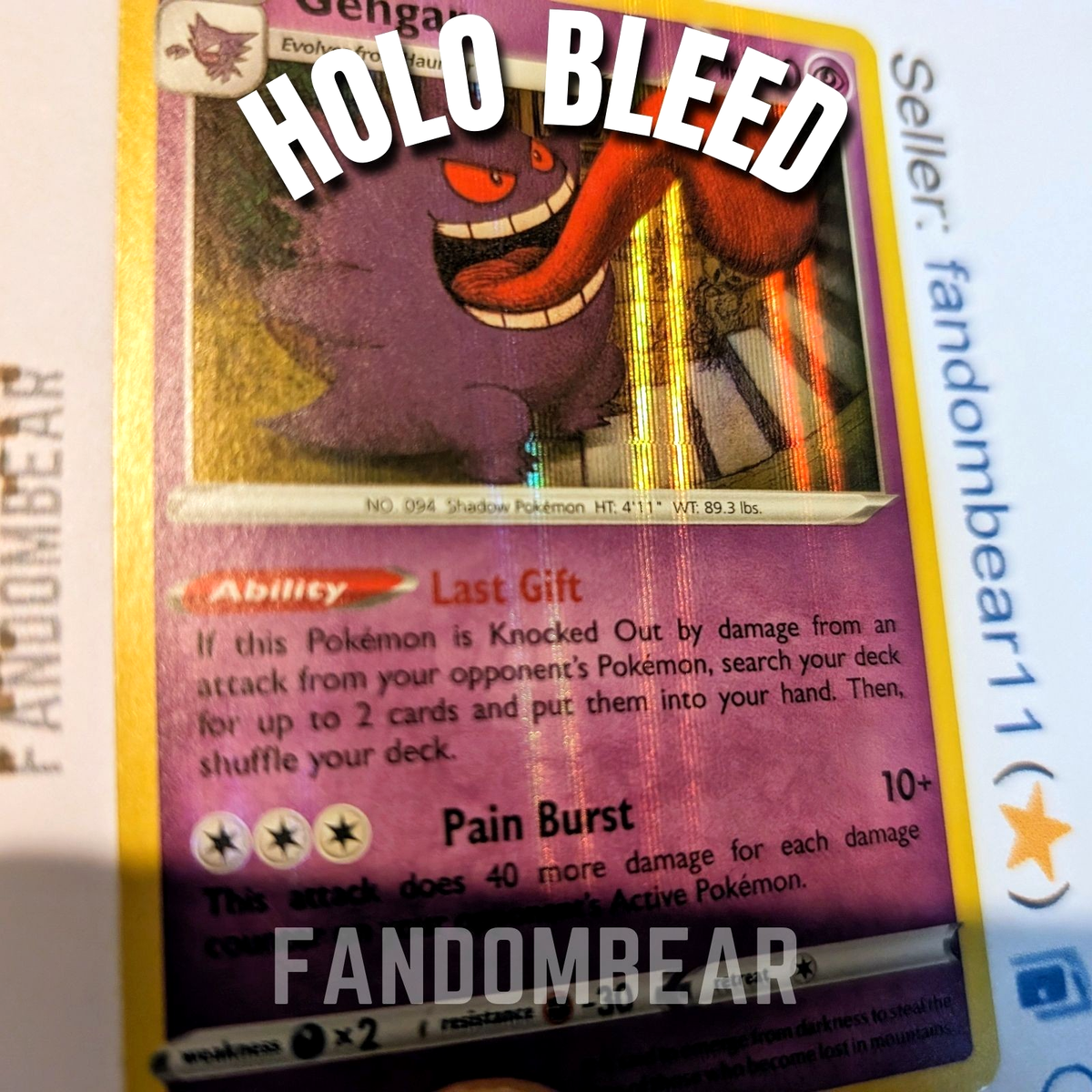 Gengar HOLO BLEED ERROR Rare card 057/198 Sword & Shield Chilling