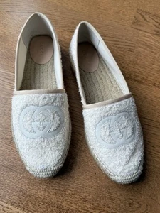 Gucci 'Pilar' GG Terry Espadrilles plates blanches femme 8 US os PDSF