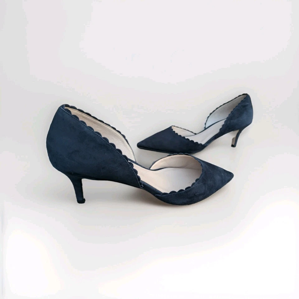 Pelle Moda Kenny Azul Marino Acento Vieira Gamuza Punta Corbata Gatito Tacón Talla 11M Foto 2 de 4