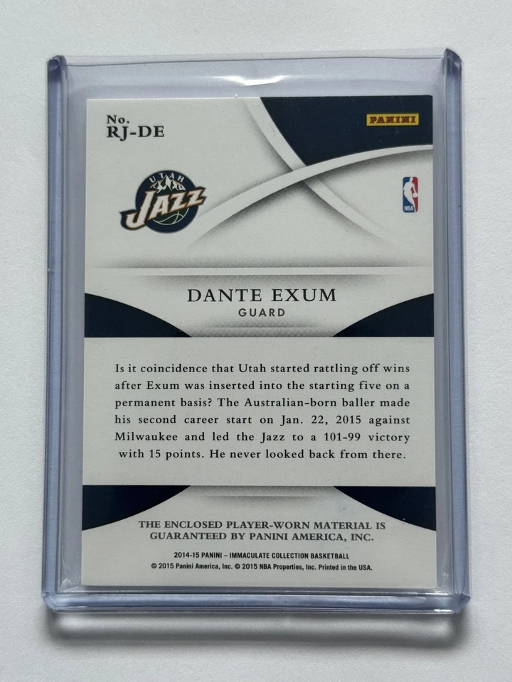 Parche de camiseta Dante Exum 2014-15 Panini Immaculate Rookie RC #19/20 Foto 2 de 2