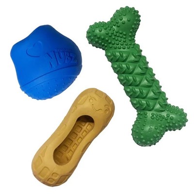 NEW NYLABONE NUBZ TREAT N CHEW DOG TOYS - 3 PIECES -DRUM STICK
