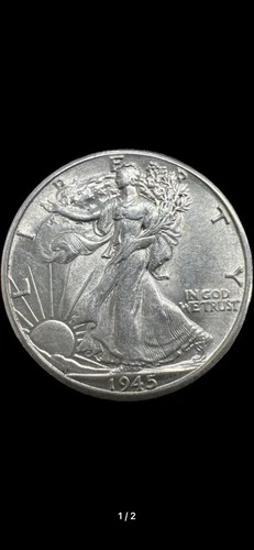 1945-D BU Walking Liberty Silver Half Dollar 50C Actual Coin