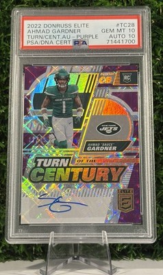 PANINI 2022 DONRUSS ELITE AHMAD GARDNER TURN OF CENTURY AUTO PURPLE /49 PSA 10