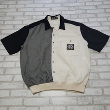 Vintage Alan Stuart Black White Colorblock Button Front Grandpa Shirt Mens XL