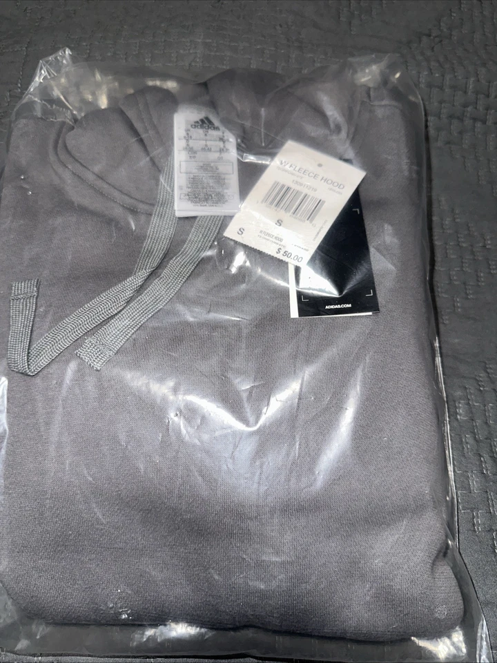 Sudadera con Capucha Adidas Polar Para Hombre Talla Pequeña Gris Oscuro/Blanco Logo Etiquetas Nuevas Foto 4 de 4