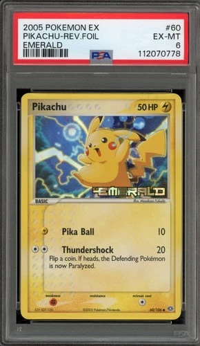Pokemon Pikachu EX Emerald Reverse Holo #60 PSA 6