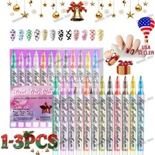 12 Colors Nail Art Marker Pens Set, Nail Markers for Nail Art, Suitable for Nail