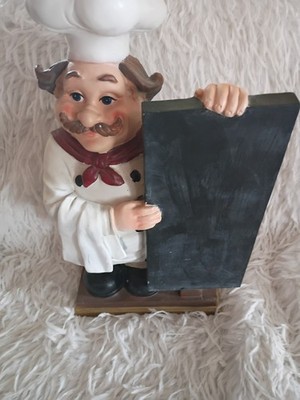 Italian Chef Holding Chalkboard Menu Kitchen Table Top Decor 15'' Restaurant 