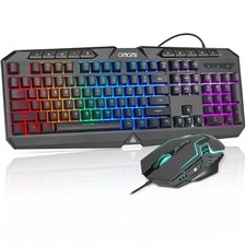 Wired Gaming Keyboard and Mouse Combo with LED Backlit,10 Dedicated Multimedi...
