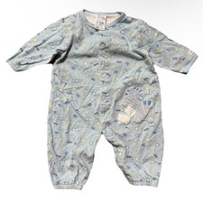 Vintage Carters Baby Blue One Piece Pajamas Bears Size 3-6 Months