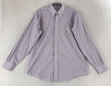 Brooks Brothers Dress Shirt Mens Medium Blue Red Plaid Button-Down Long Sleeve