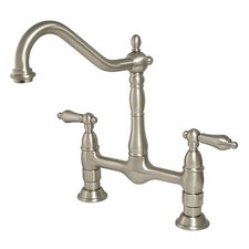 Kingston Brass KS117.AL Heritage 1.8 GPM Widespread Bridge Brushed Nickel