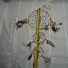 Dreamcatcher Wall Hanging 5 Ring Multi Hoop Feathers Beaded Boho Wall Art