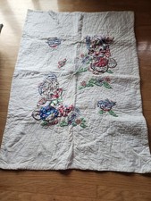 Vintage Embroidered Baby Crib Blanket/Quilt Clean  No Damage Primary Colors