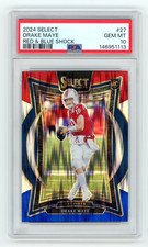 2024 Panini Select Drake Maye Red & Blue Shock Rookie RC #127 PSA 10 Color Match