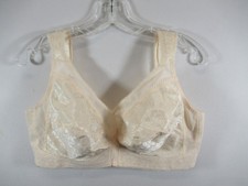 Playtex 18-Hour Bra 42C Ivory Wide Strap Wireless Satin Floral 4693