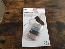 U Brands Cord Straps 4 Count Vegan Leather Cable Organizers Assorted Colors