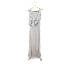 Calvin Klein Gray Sleeveless Ruffle Maxi Dress Rayon Blend NWT Women’s 14