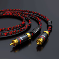 Preffair Pair Audio Stereo Subwoofer Cable RCA Male Plug Gold Plated Connectors