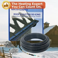 MAXKOSKO 125 Ft Heater Cable for Snow De-Icing Ice Dam & Pipe Freeze Protection
