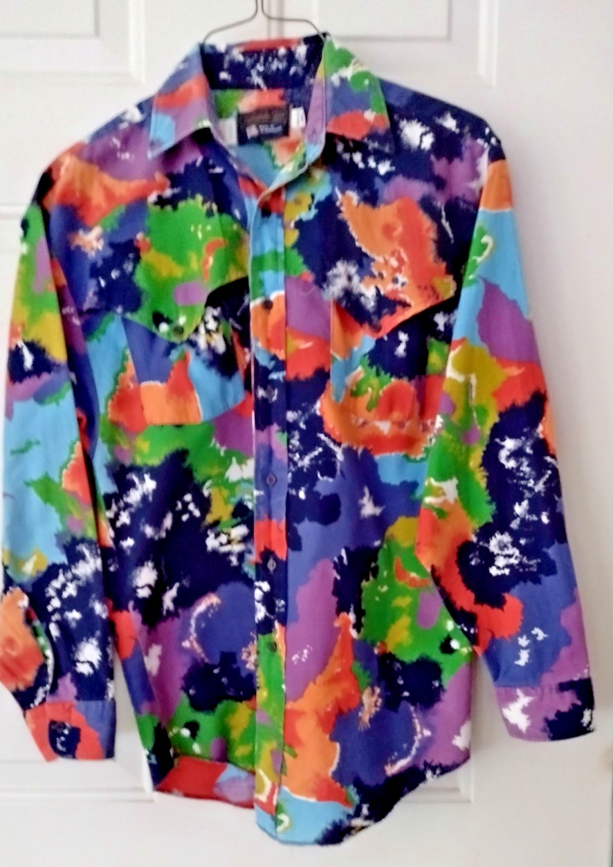 Vintage Panhandle Slim shirt mens S bold print western button up USA psychedelic