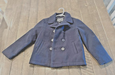 ROTHSCHILD Boy's Double Breasted Black Wool Blend Pea Coat Sz- 7 Worn once