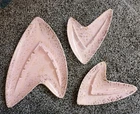 Shawnee Pottery USA MCM Atomic Cosmic Boomerang Ashtrays  Pink and Gold HUGE!