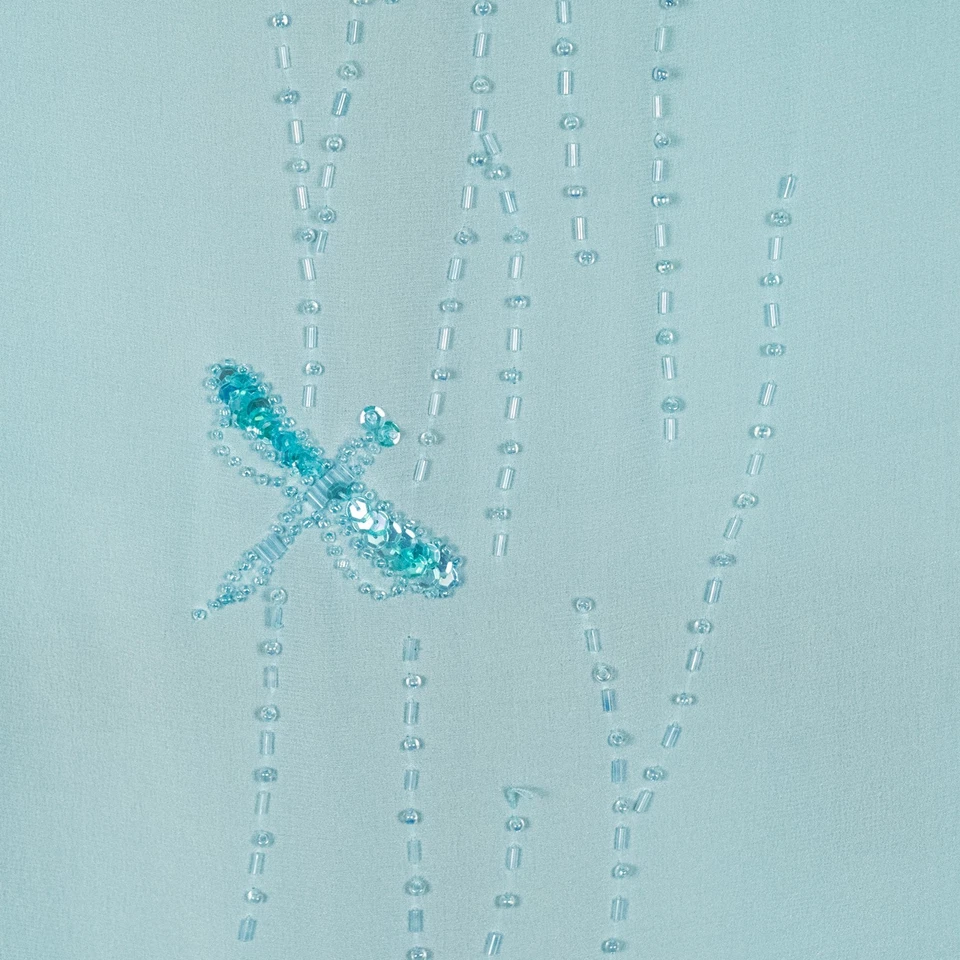 Blusa De Colección Diane Gilman Libélula Con Cuentas de Seda MEDIANA Lentejuelas Transparentes Fairycore Foto 2 de 4